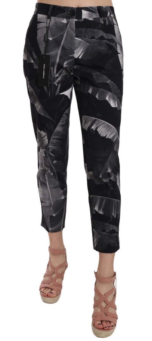 Schwarze Skinny-Caprihose mit Bananenblatt-Print von Dolce &amp; Gabbana