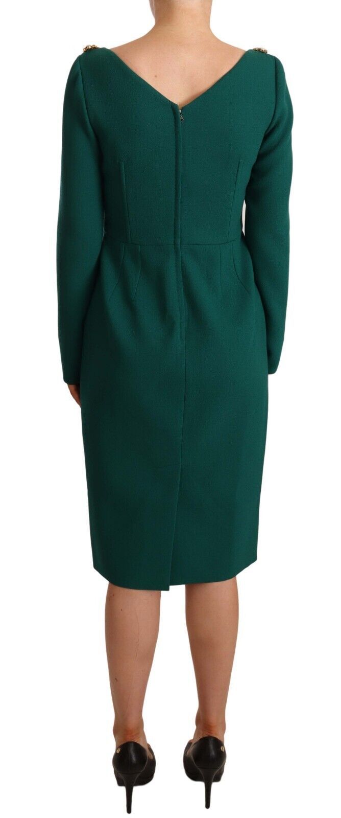 Dolce &amp; Gabbana Robe midi en crêpe stretch verte avec cristaux