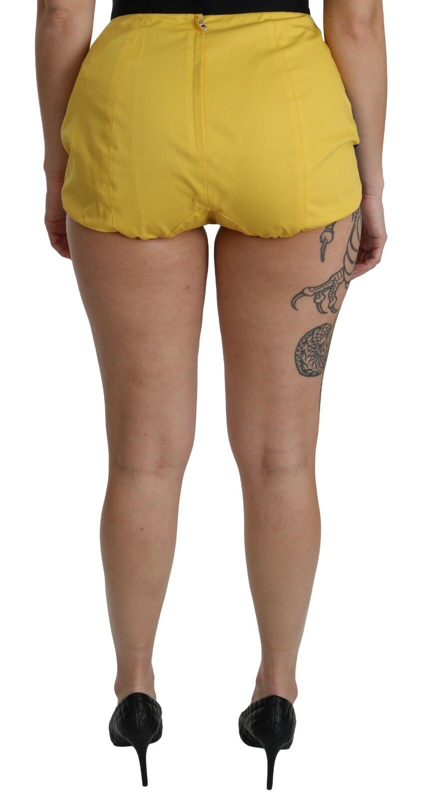 Dolce &amp; Gabbana Short Hot Pants en coton noir jaune avec bijoux