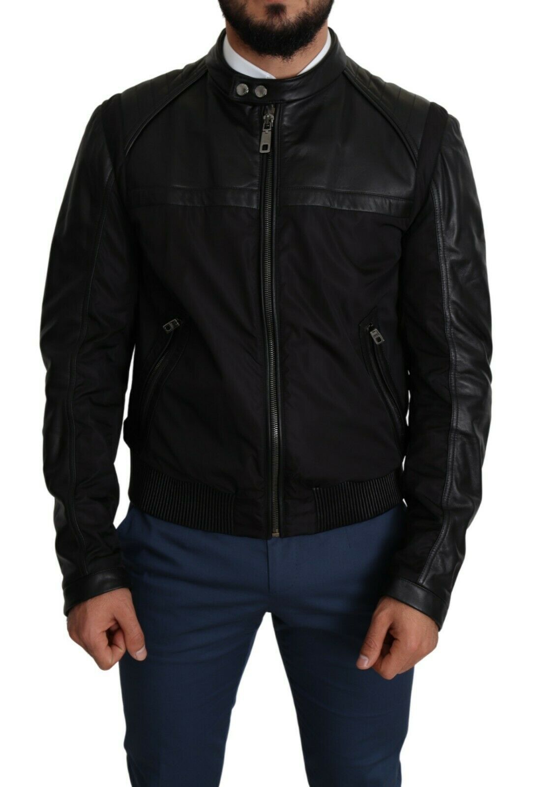 Dolce &amp; Gabbana Veste Bomber En Nylon Noir À Fermeture Éclair Complète Pour Homme