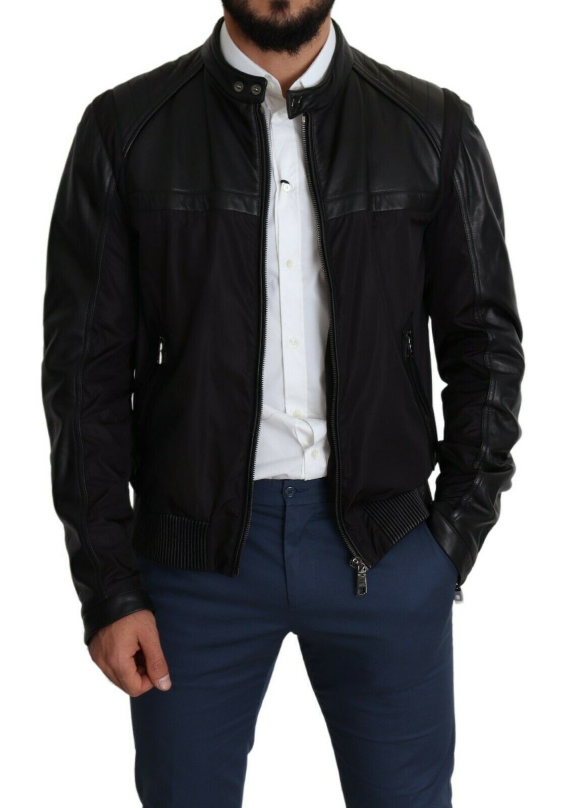 Dolce &amp; Gabbana Veste Bomber En Nylon Noir À Fermeture Éclair Complète Pour Homme