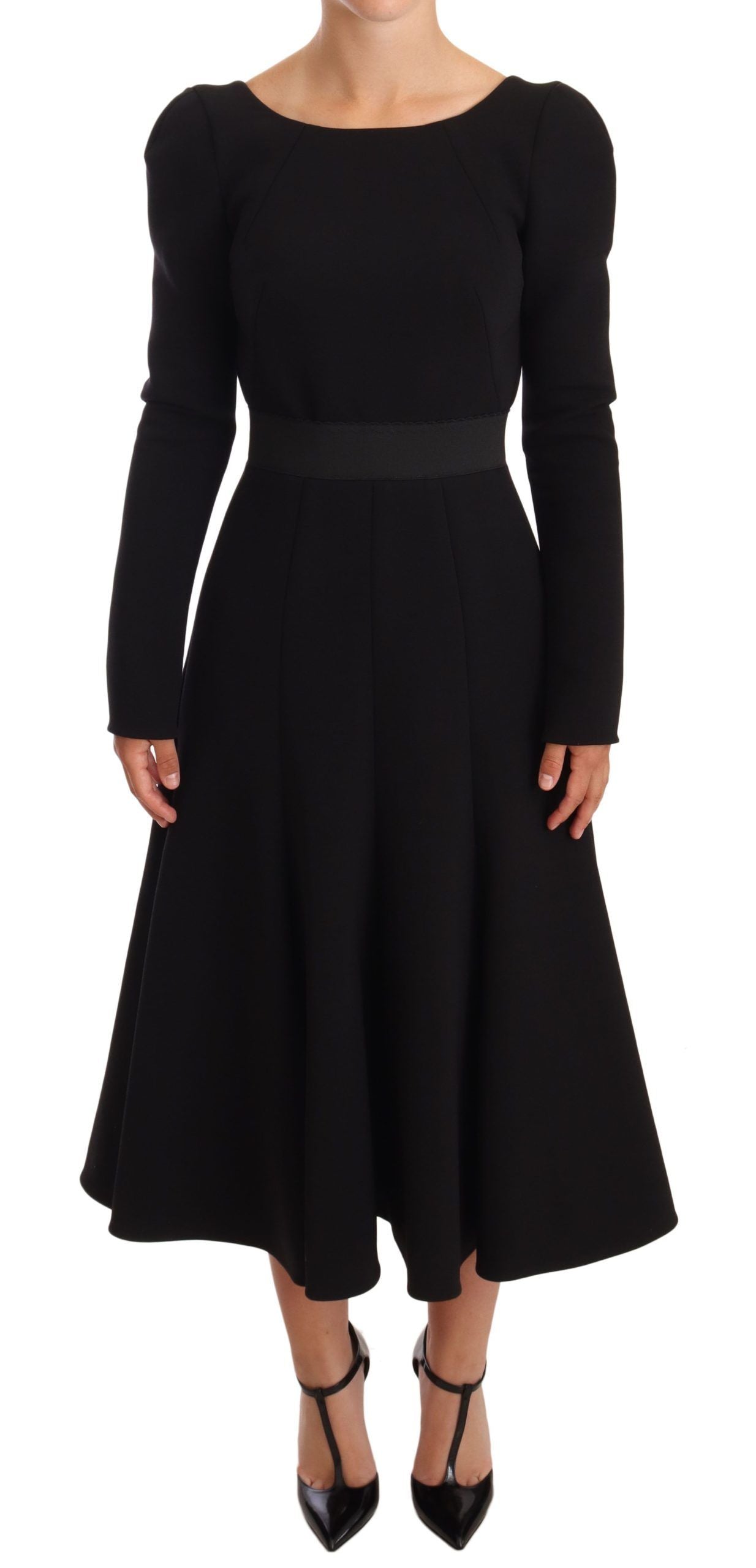 Dolce &amp; Gabbana Robe fourreau extensible en laine noire à dos ouvert