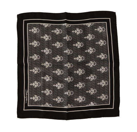 Dolce &amp; Gabbana Écharpe mouchoir carrée à motifs noirs pour hommes