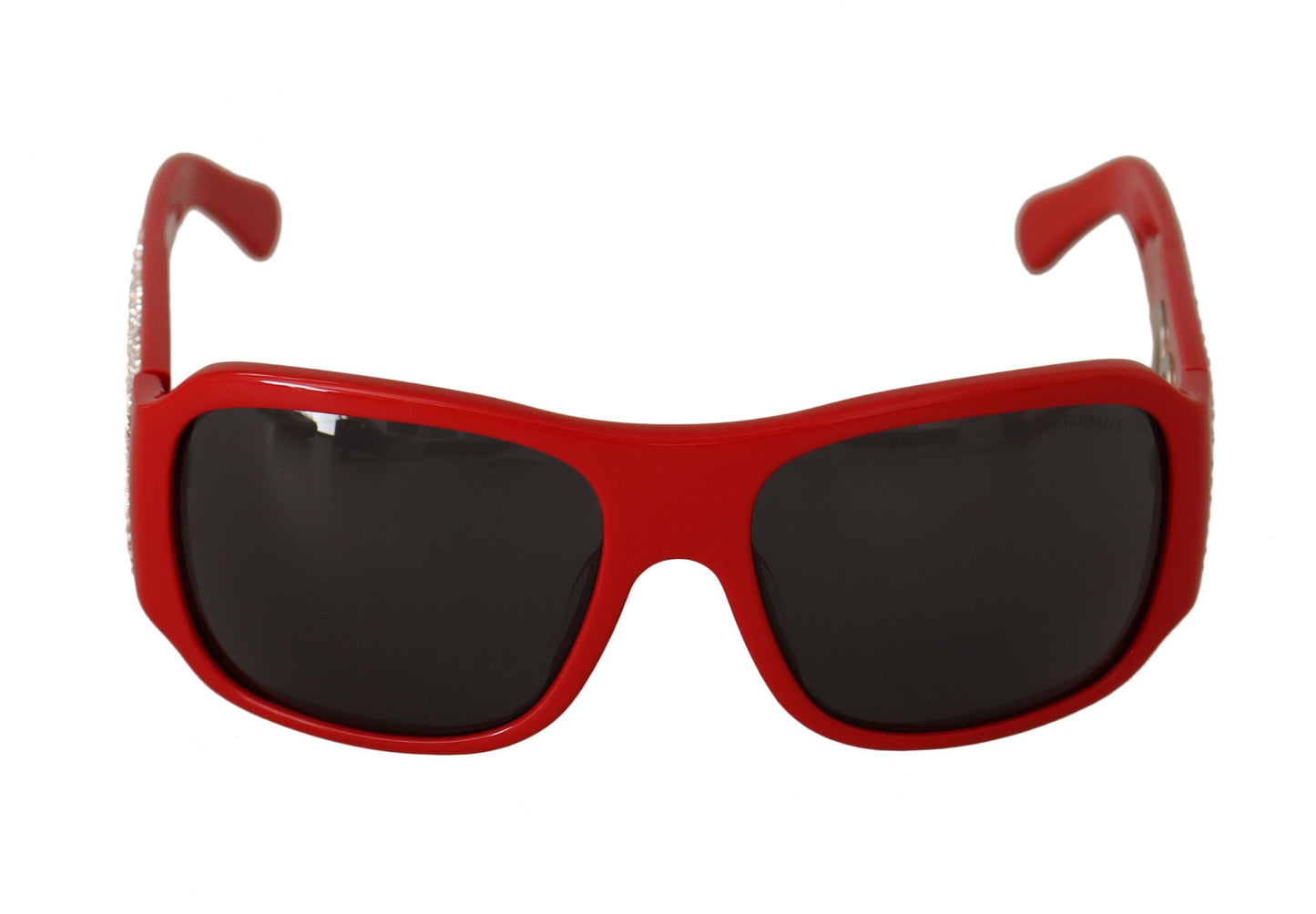 Lunettes de soleil Dolce &amp; Gabbana en plastique rouge avec pierres Swarovski et verres gris