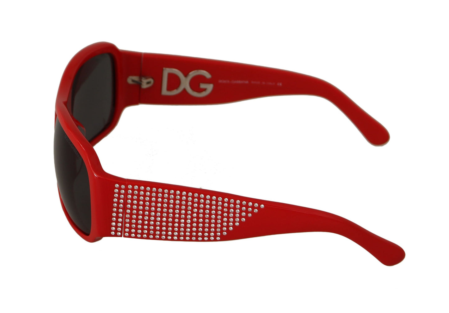 Lunettes de soleil Dolce &amp; Gabbana en plastique rouge avec pierres Swarovski et verres gris