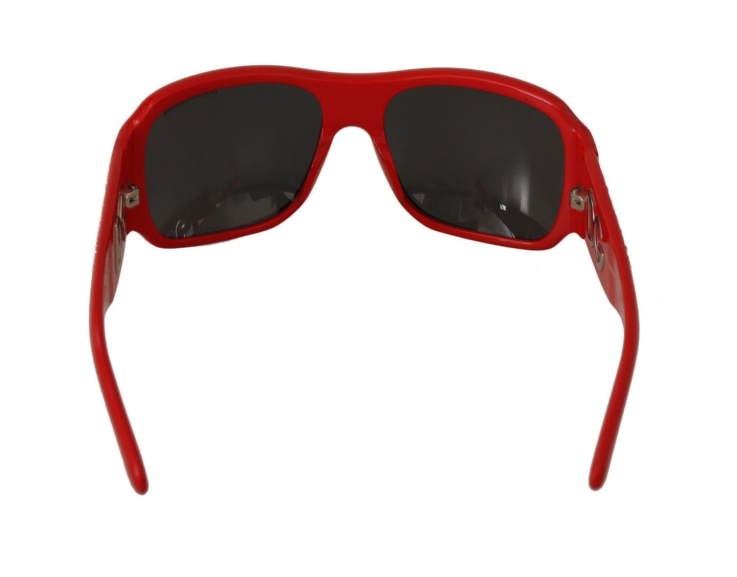 Lunettes de soleil Dolce &amp; Gabbana en plastique rouge avec pierres Swarovski et verres gris