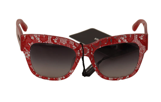 Dolce &amp; Gabbana Sonnenbrille mit roter Spitze aus Acetat mit rechteckigem Schirm