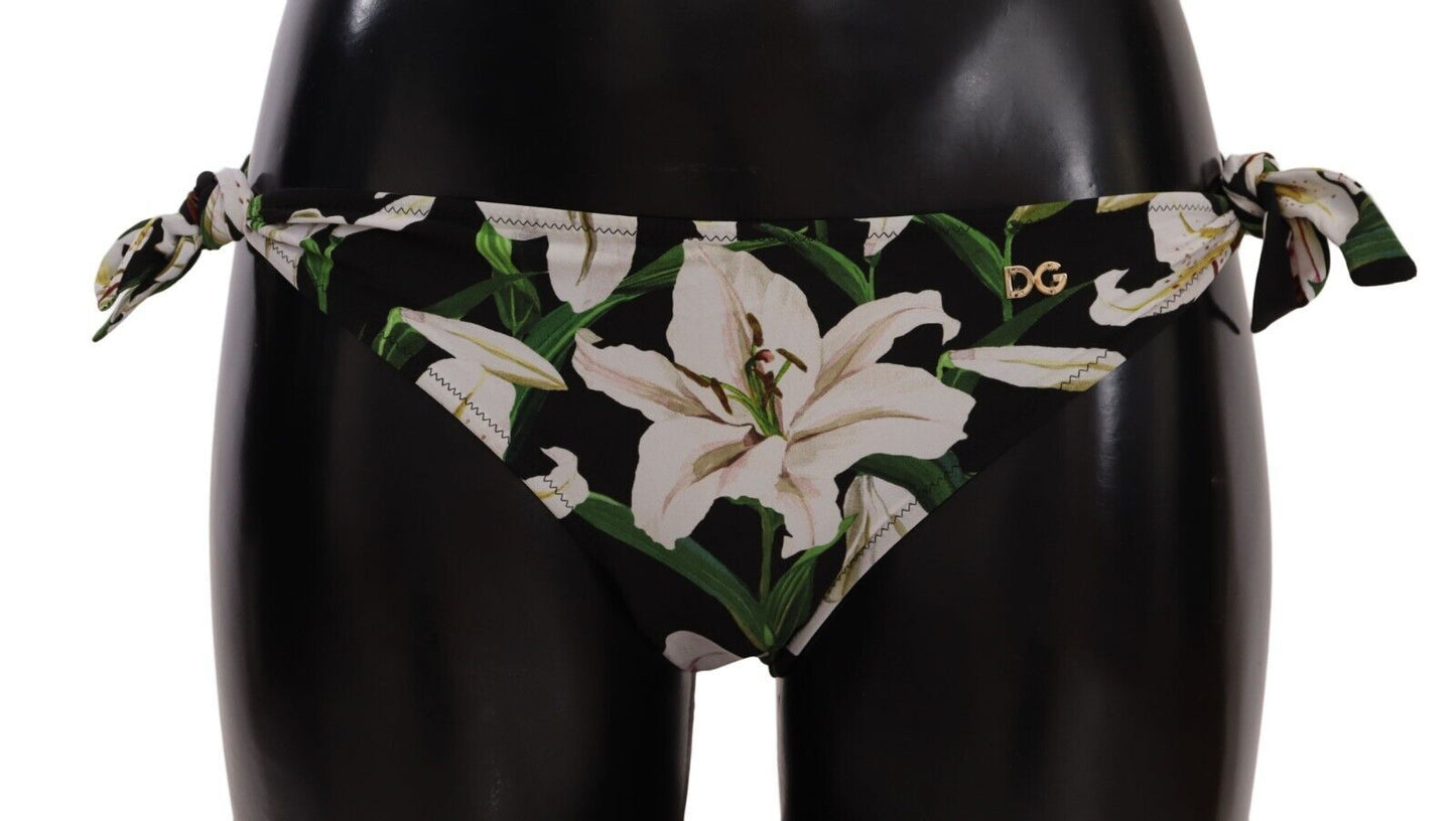 Dolce &amp; Gabbana Bas de bikini Maillot de bain à imprimé lys noir