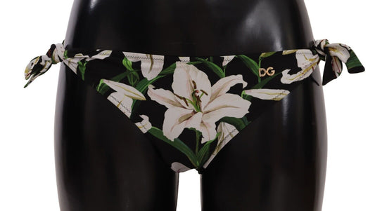 Dolce &amp; Gabbana Bas de bikini Maillot de bain à imprimé lys noir