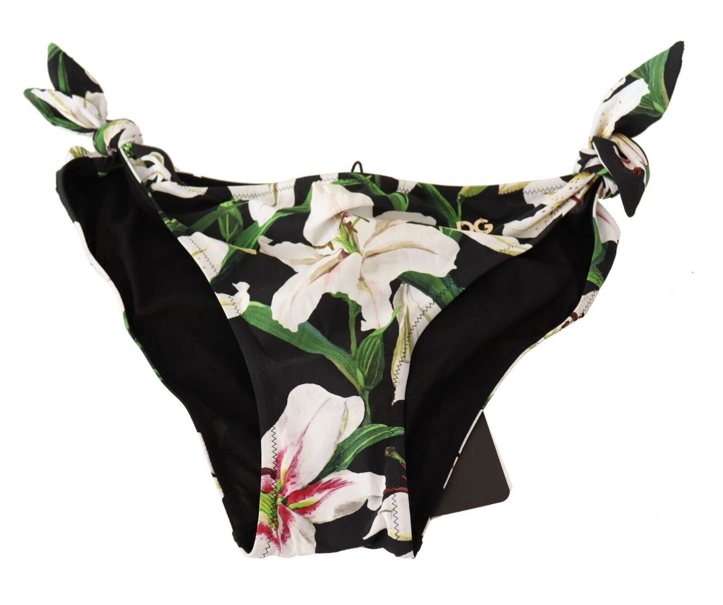 Dolce &amp; Gabbana Bas de bikini Maillot de bain à imprimé lys noir