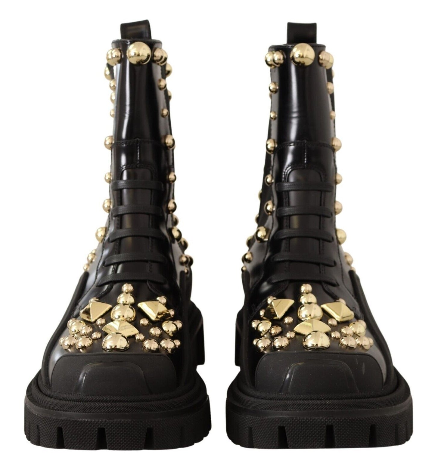 Dolce &amp; Gabbana Bottes de combat cloutées en cuir noir