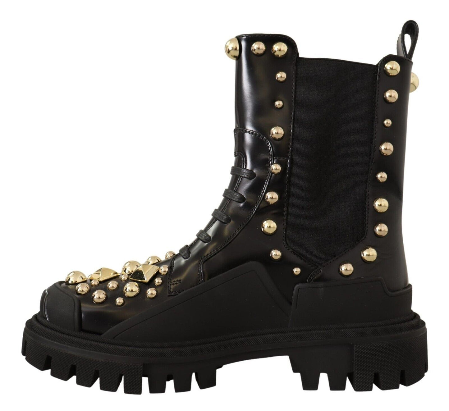 Dolce &amp; Gabbana Bottes de combat cloutées en cuir noir