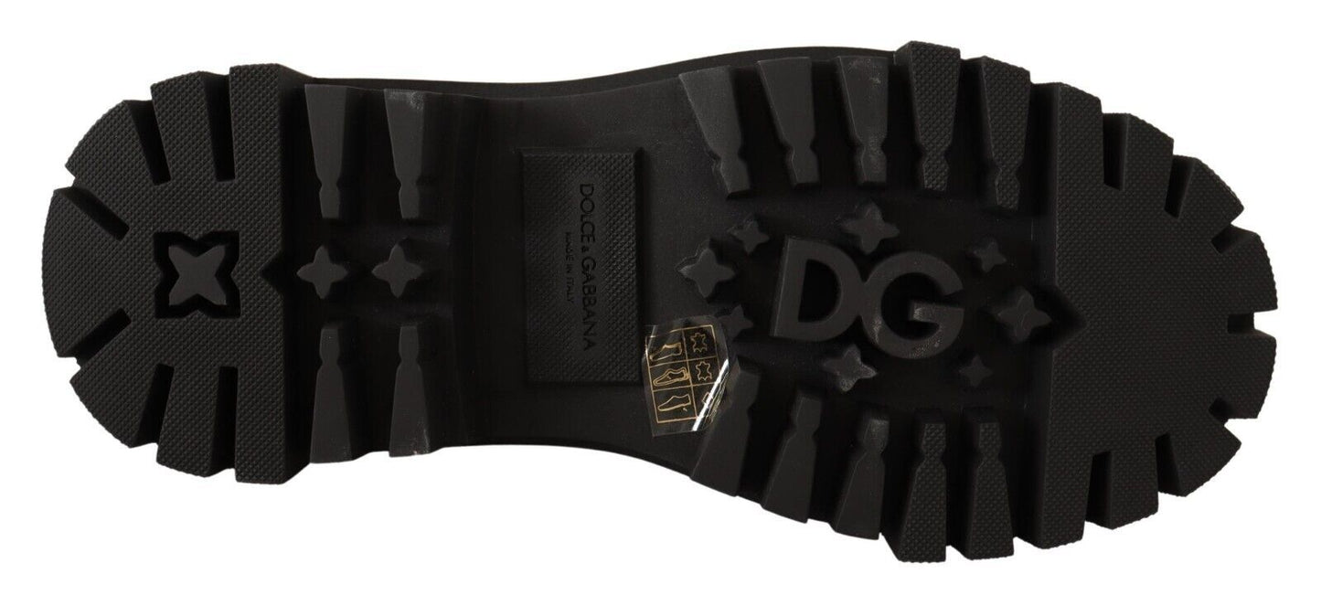 Dolce &amp; Gabbana Bottes de combat cloutées en cuir noir