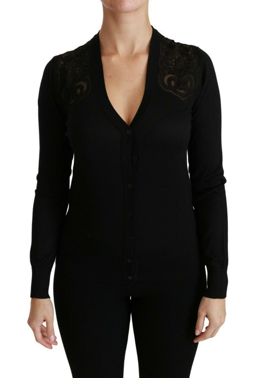 Dolce &amp; Gabbana Pull cardigan en dentelle noire