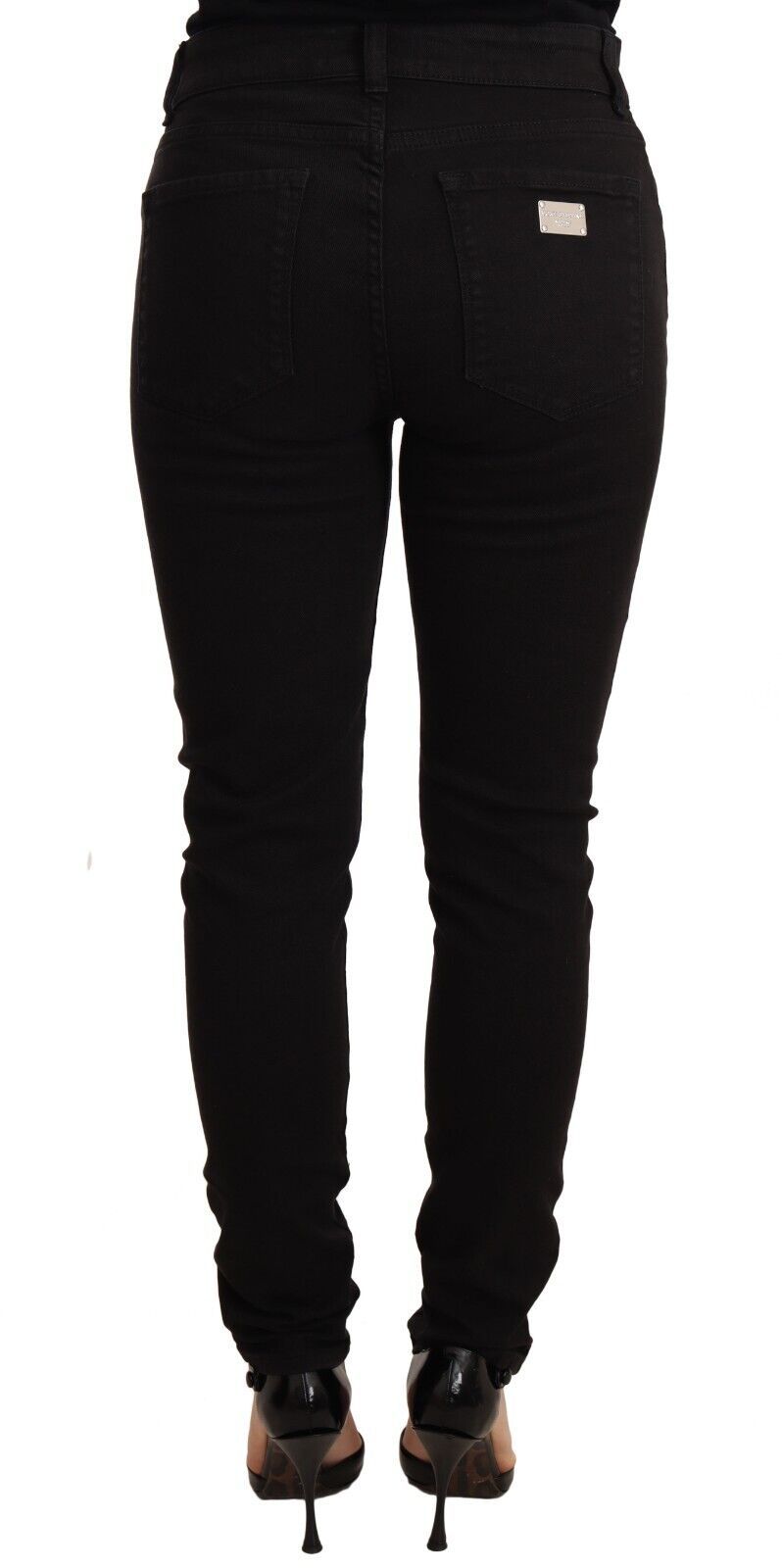 Dolce &amp; Gabbana Jean skinny noir en coton stretch avec logo