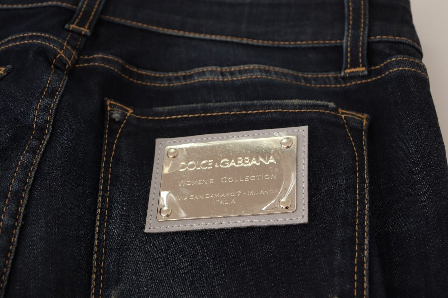 Dolce &amp; Gabbana Jean skinny slim en coton stretch bleu délavé