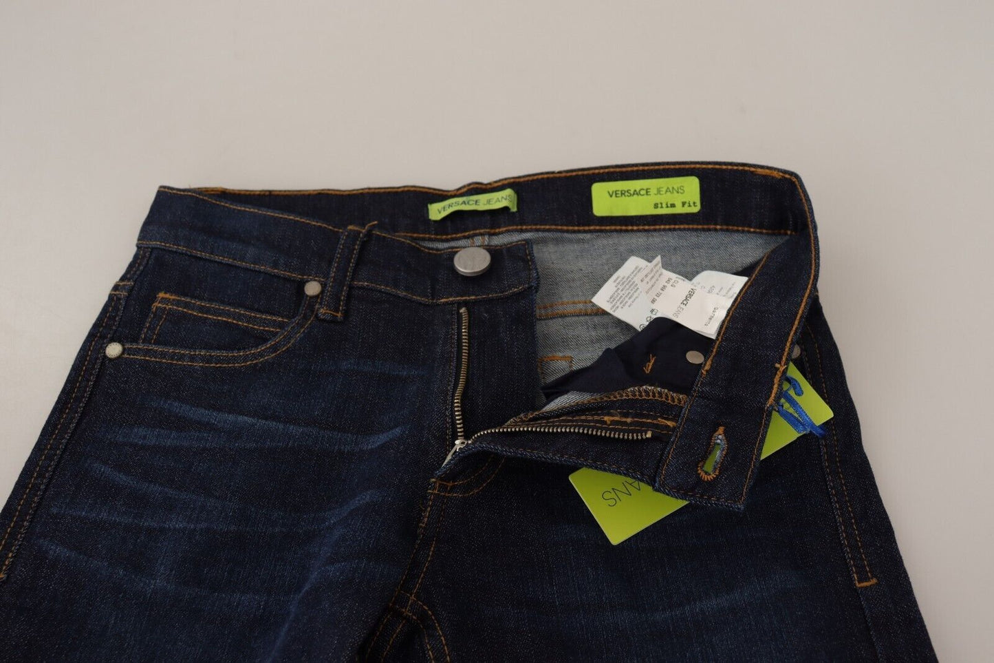 Versace Jeans Jean skinny taille basse en coton bleu foncé