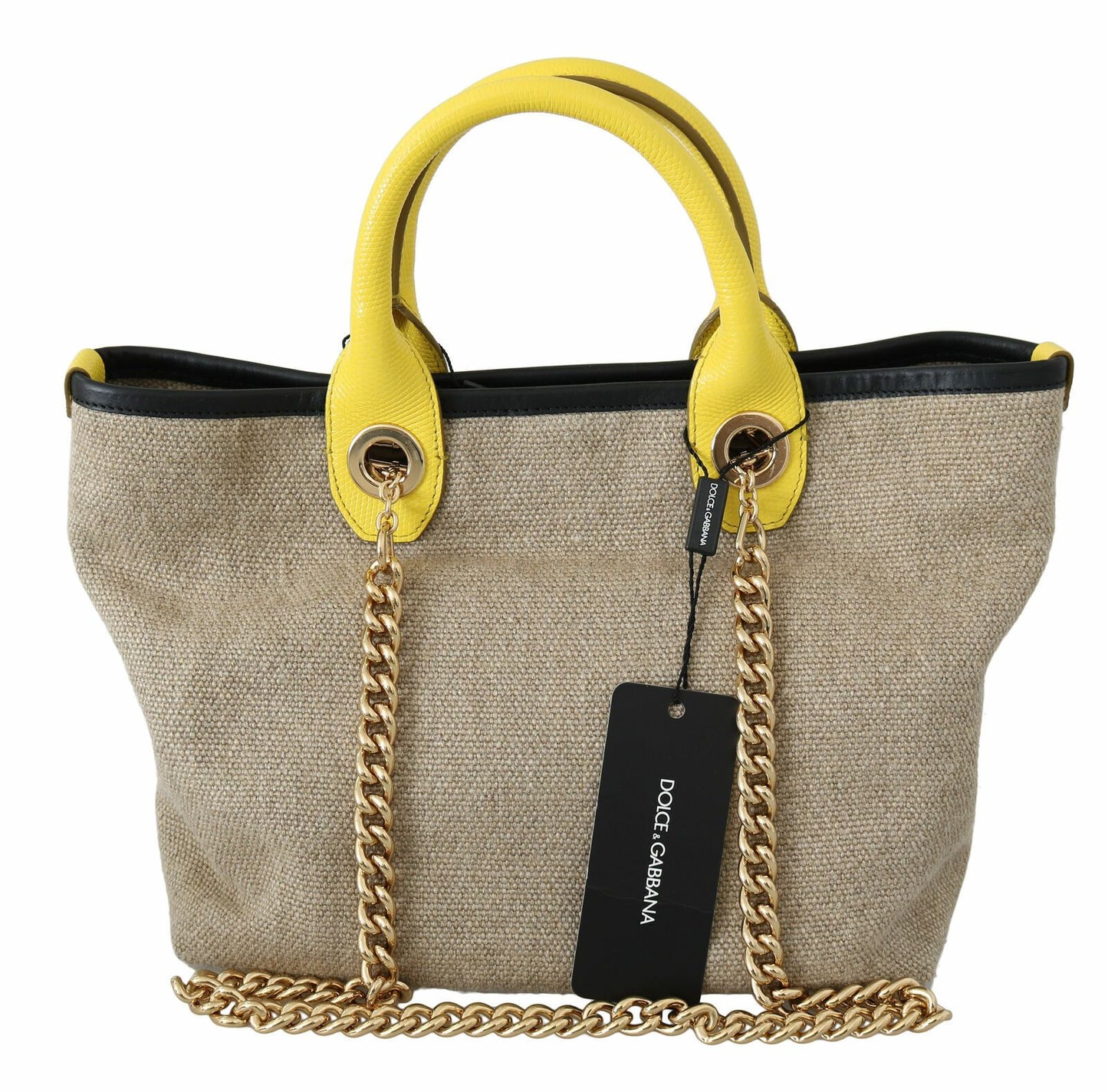 Dolce &amp; Gabbana Sac fourre-tout à bandoulière en chaîne dorée beige