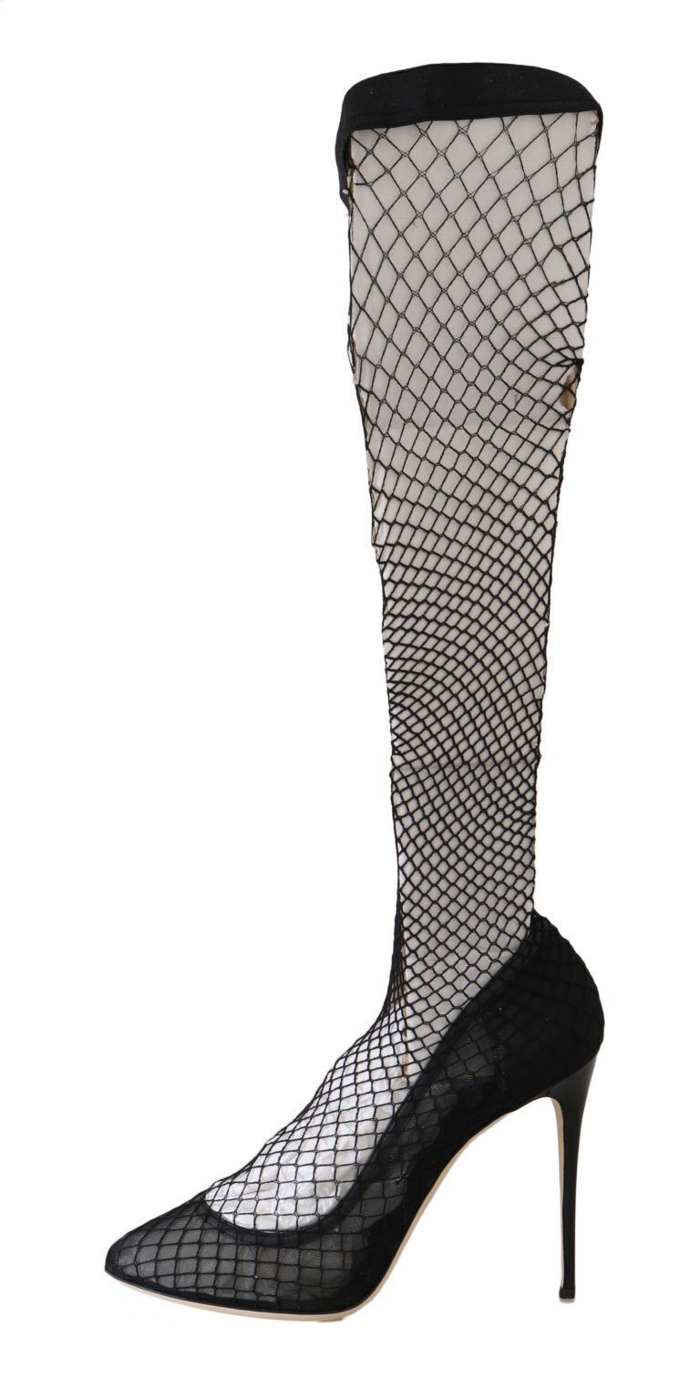 Dolce &amp; Gabbana Escarpins à talons chaussettes en filet noir