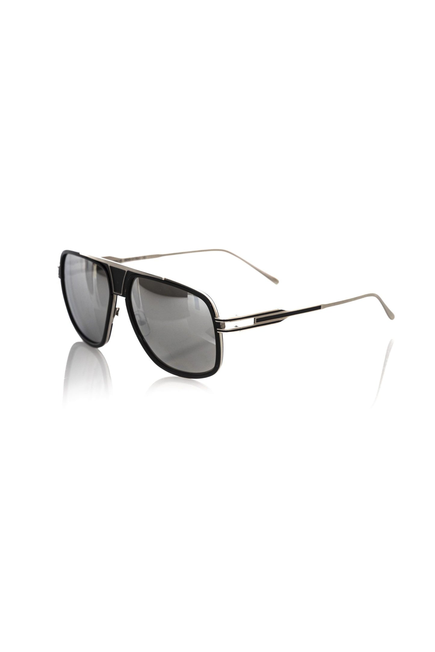 Frankie Morello Black Metallic Fiber Men Sunglass