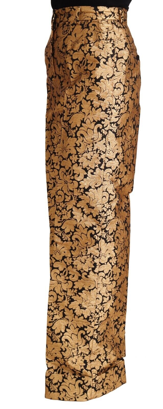 Dolce &amp; Gabbana gerade Hose aus Polyester mit goldfarbenem Blumen-Jacquard