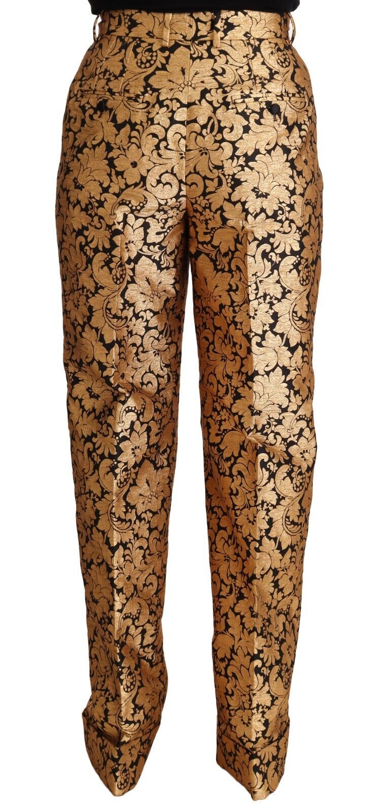 Dolce &amp; Gabbana Pantalon droit en polyester jacquard floral doré