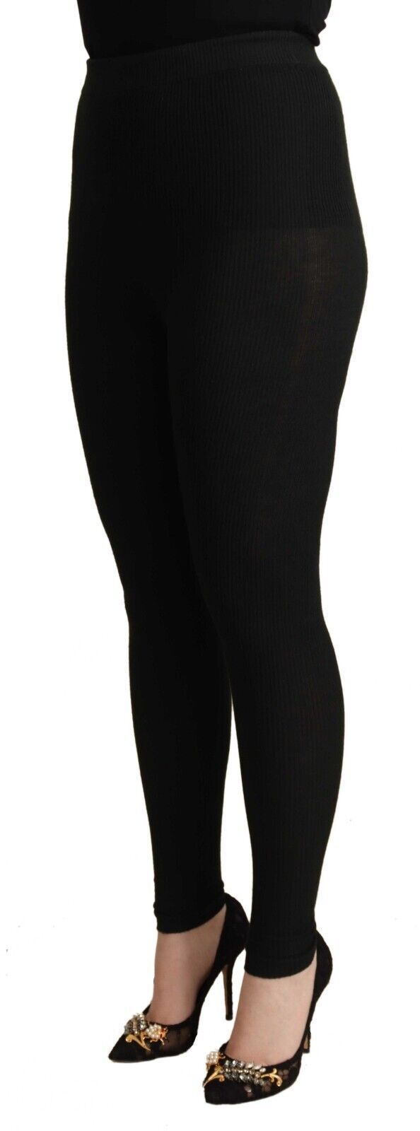 Dolce &amp; Gabbana Pantalon collant taille extensible en cachemire noir