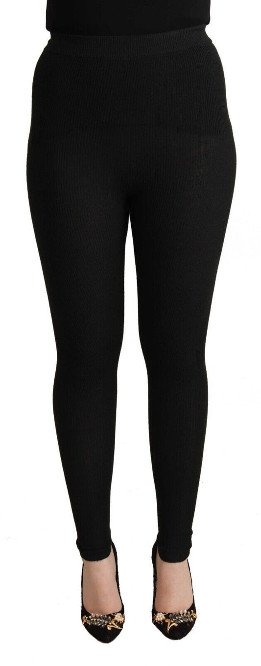 Dolce &amp; Gabbana Pantalon collant taille extensible en cachemire noir