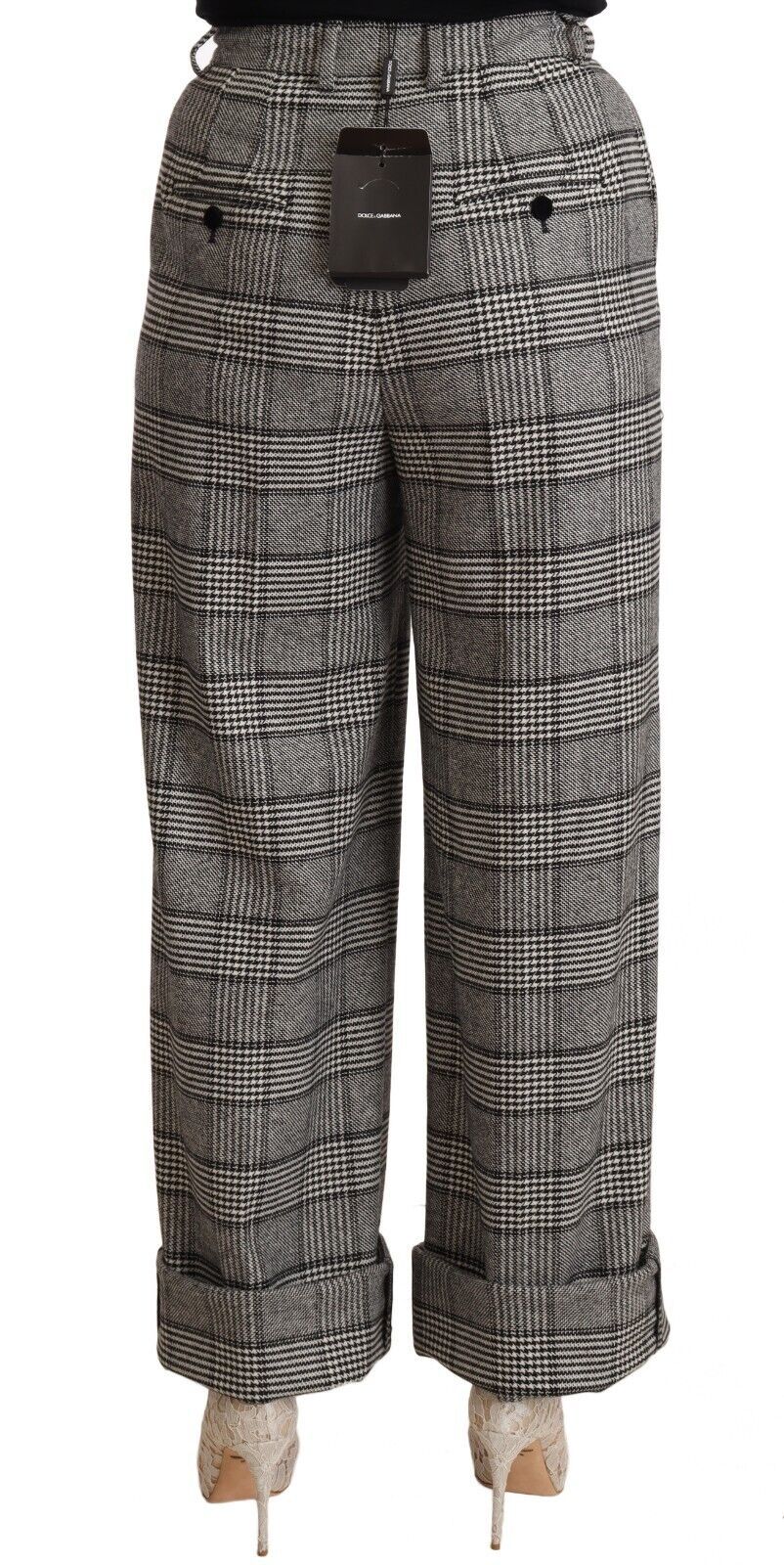 Dolce &amp; Gabbana Pantalon droit en laine tartan gris