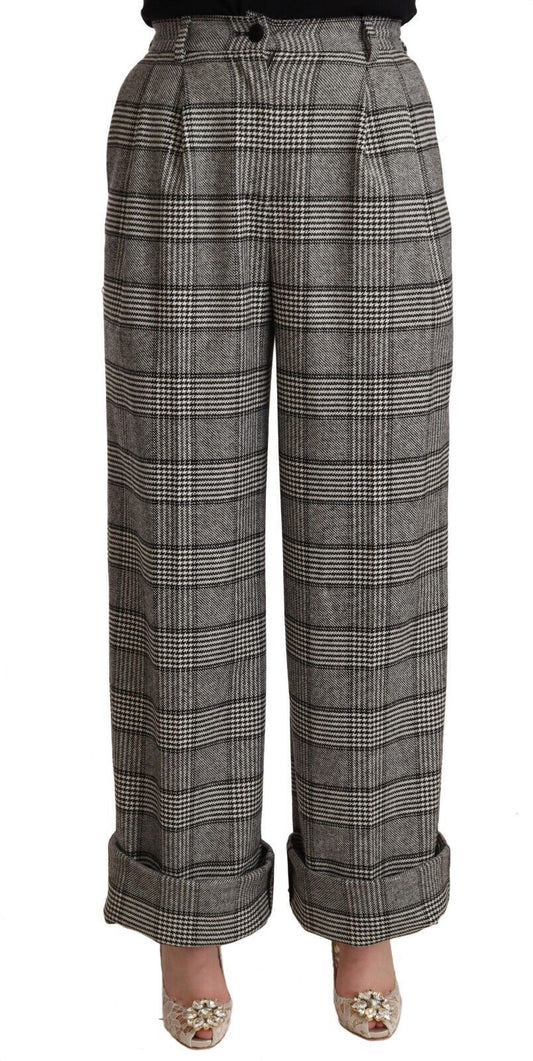 Dolce &amp; Gabbana Pantalon droit en laine tartan gris