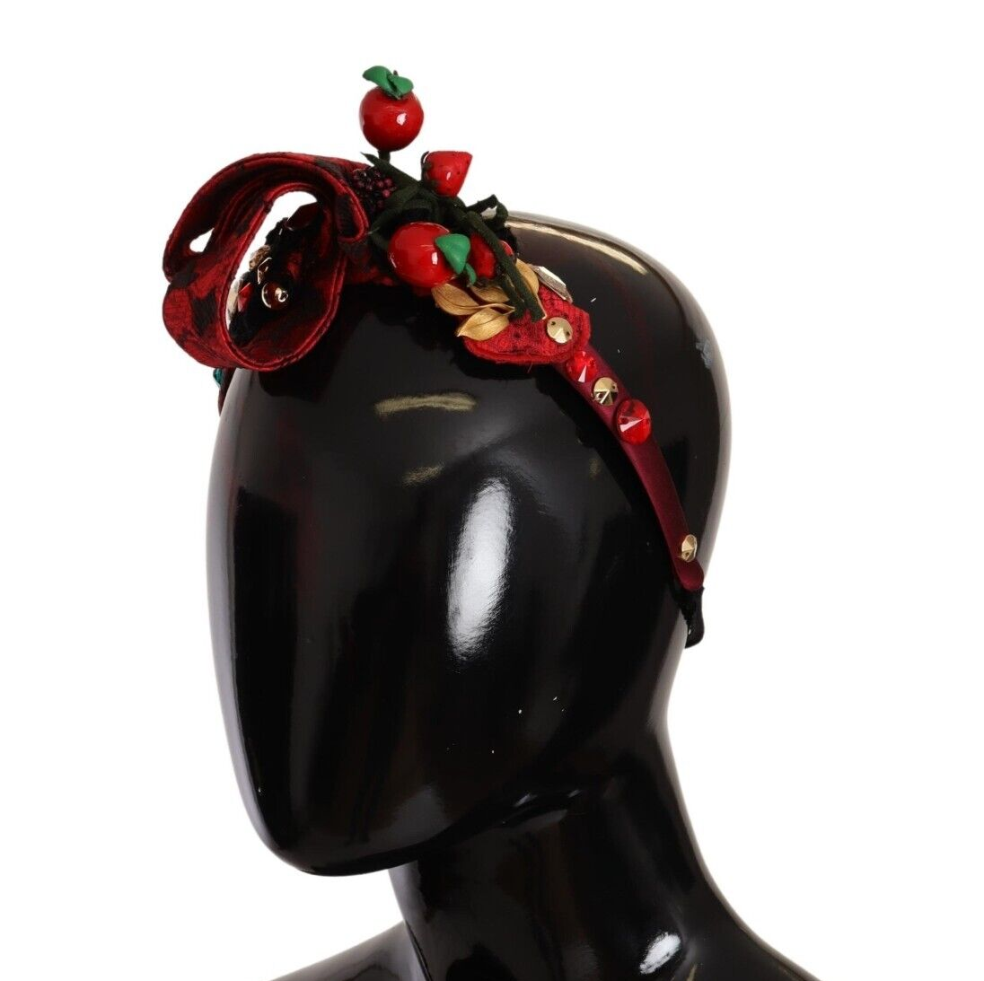 Dolce &amp; Gabbana Rote Tiara, Beerenfrucht, Kristallschleife, Haar-Diadem-Stirnband