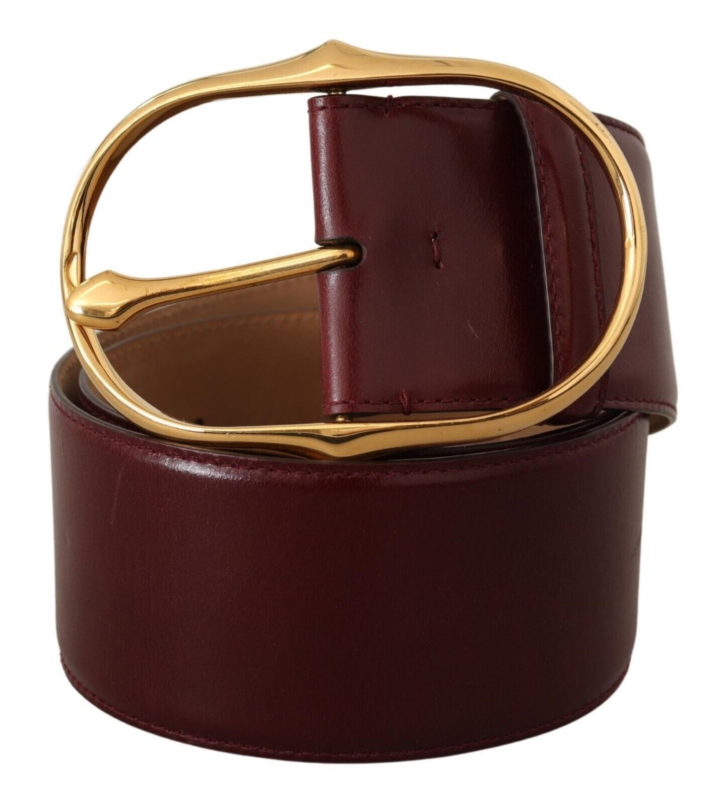 Dolce &amp; Gabbana Ceinture à boucle en métal doré en cuir marron foncé