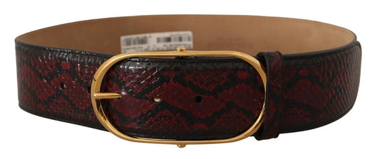 Dolce &amp; Gabbana Ceinture à boucle ovale en cuir exotique rouge doré