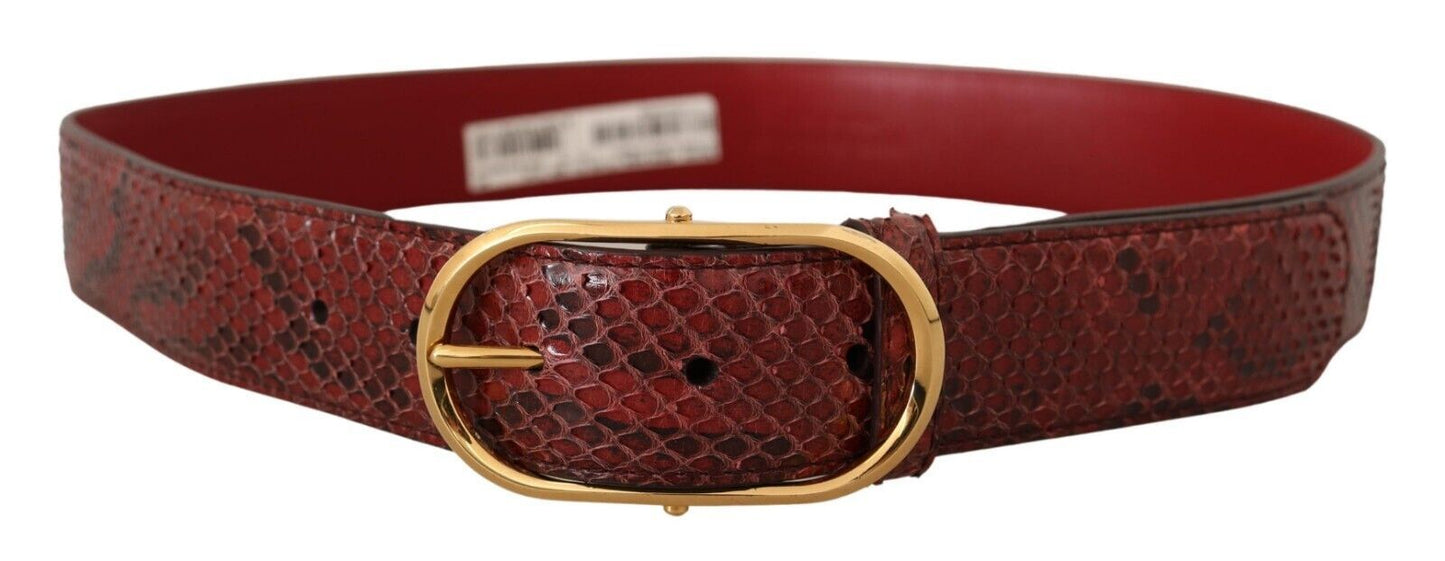 Dolce &amp; Gabbana Ceinture à boucle ovale en cuir exotique rouge doré