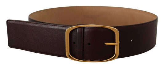 Dolce &amp; Gabbana Ceinture à boucle en métal doré en cuir marron foncé