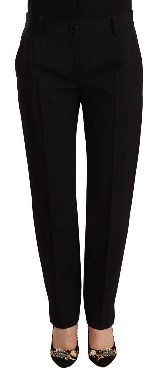 Dolce &amp; Gabbana Pantalon skinny taille moyenne noir en laine