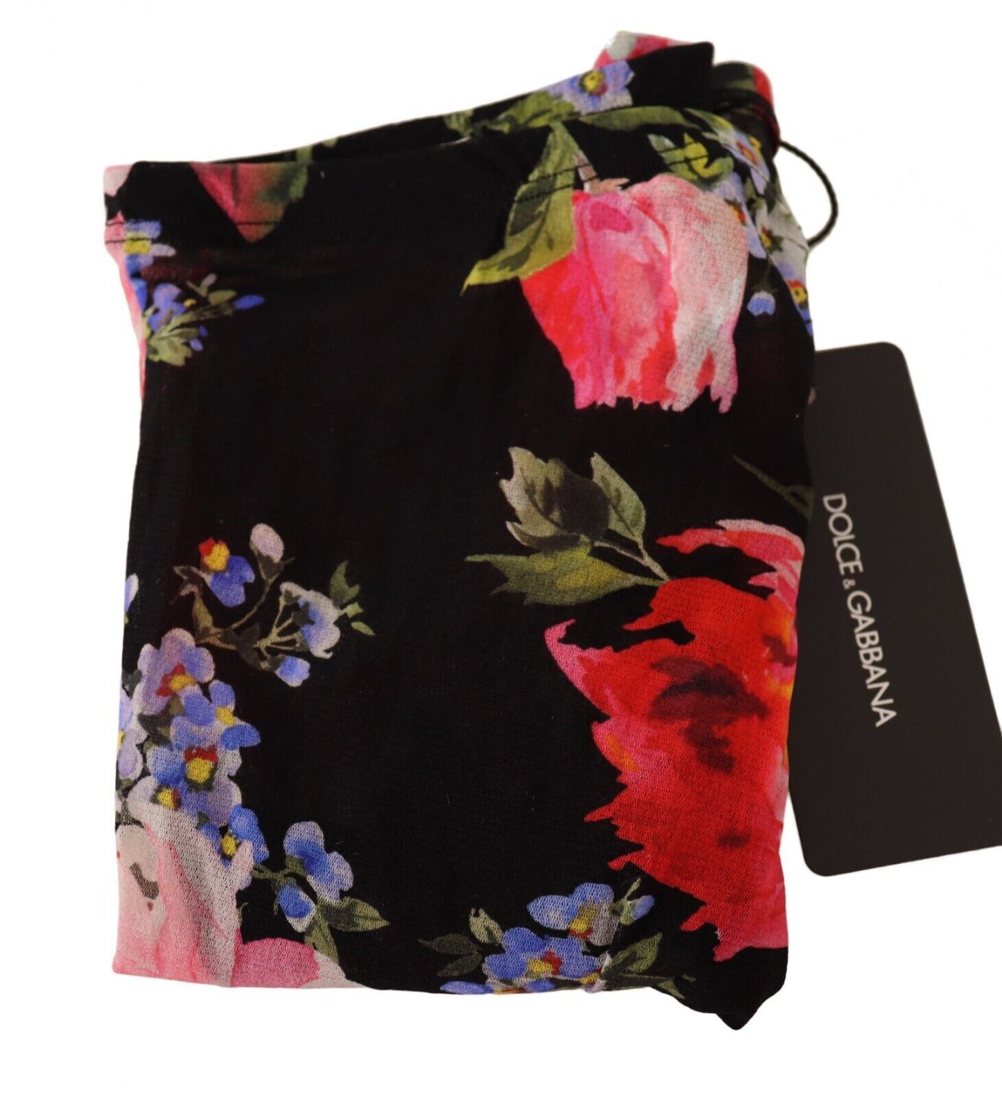 Dolce &amp; Gabbana Collants noirs à imprimé floral Bas en nylon