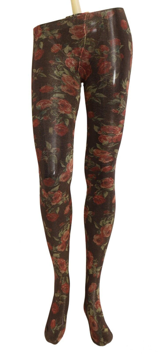 Schwarze Nylonstrumpfhose mit Blumenmuster von Dolce &amp; Gabbana