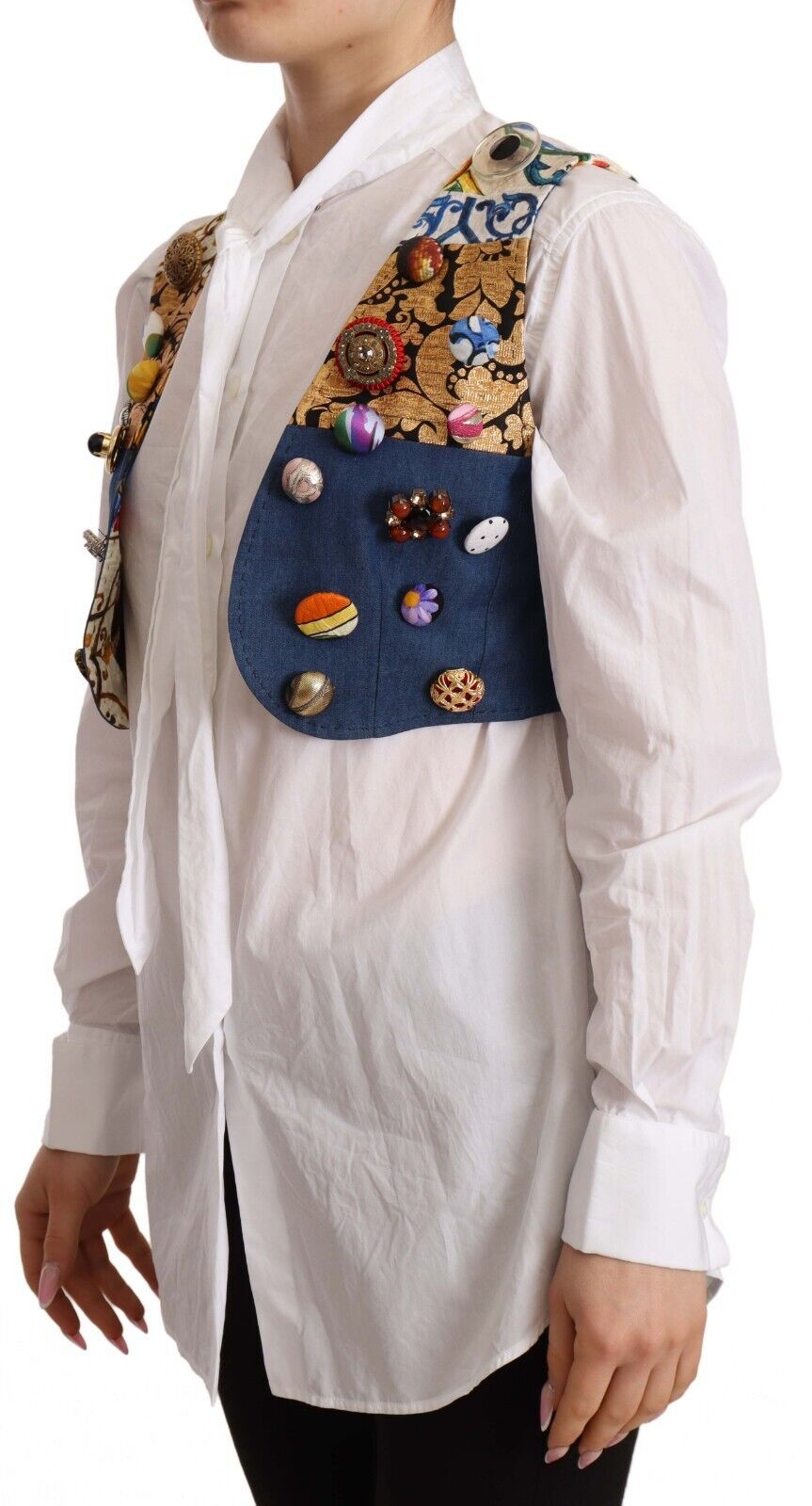 Dolce &amp; Gabbana Manteau à taille orné multicolore en coton