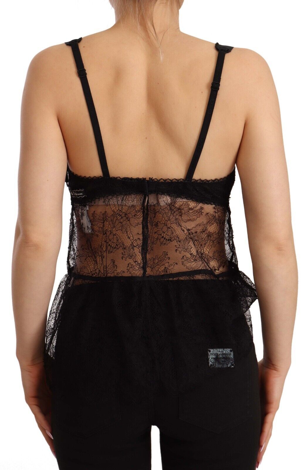 Dolce &amp; Gabbana Haut de lingerie en nylon et dentelle de soie noire