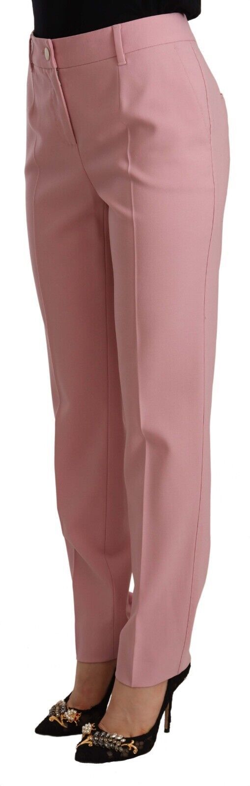 Dolce &amp; Gabbana Pantalon taille haute extensible en laine rose