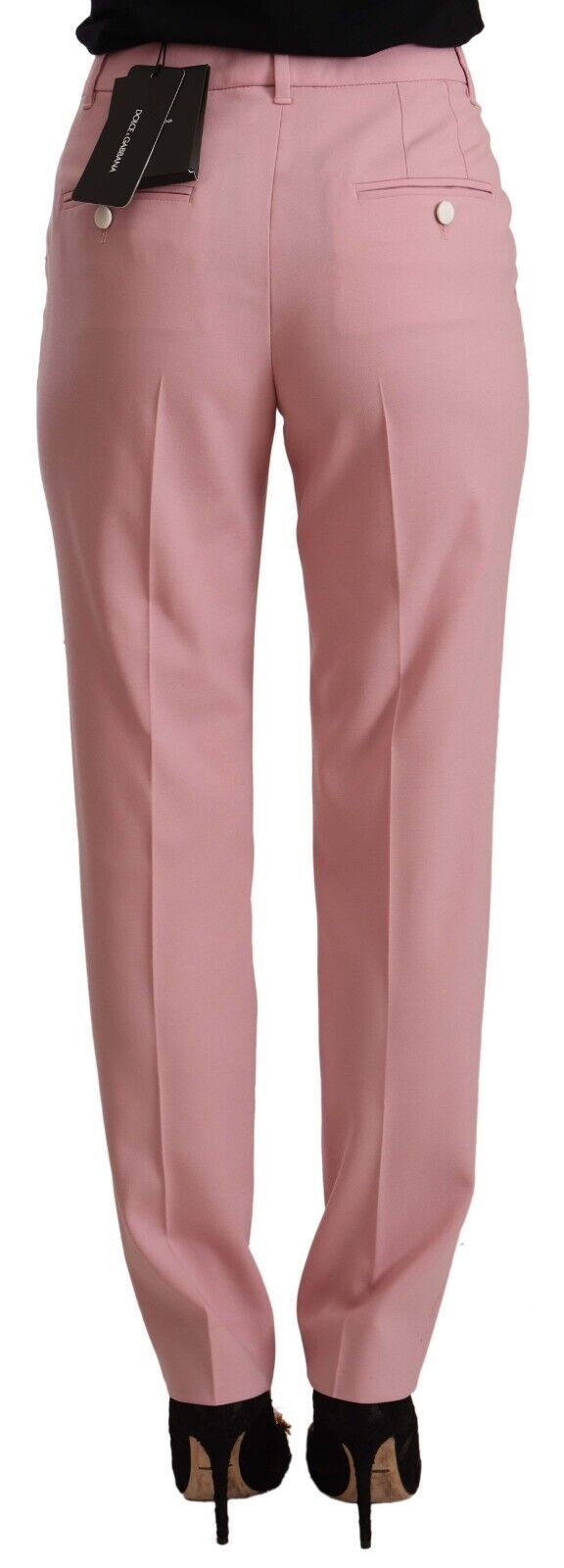 Dolce &amp; Gabbana Pantalon taille haute extensible en laine rose