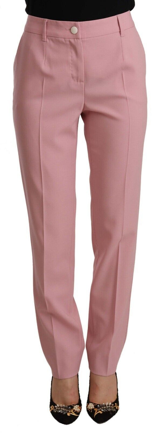 Dolce &amp; Gabbana Pantalon taille haute extensible en laine rose