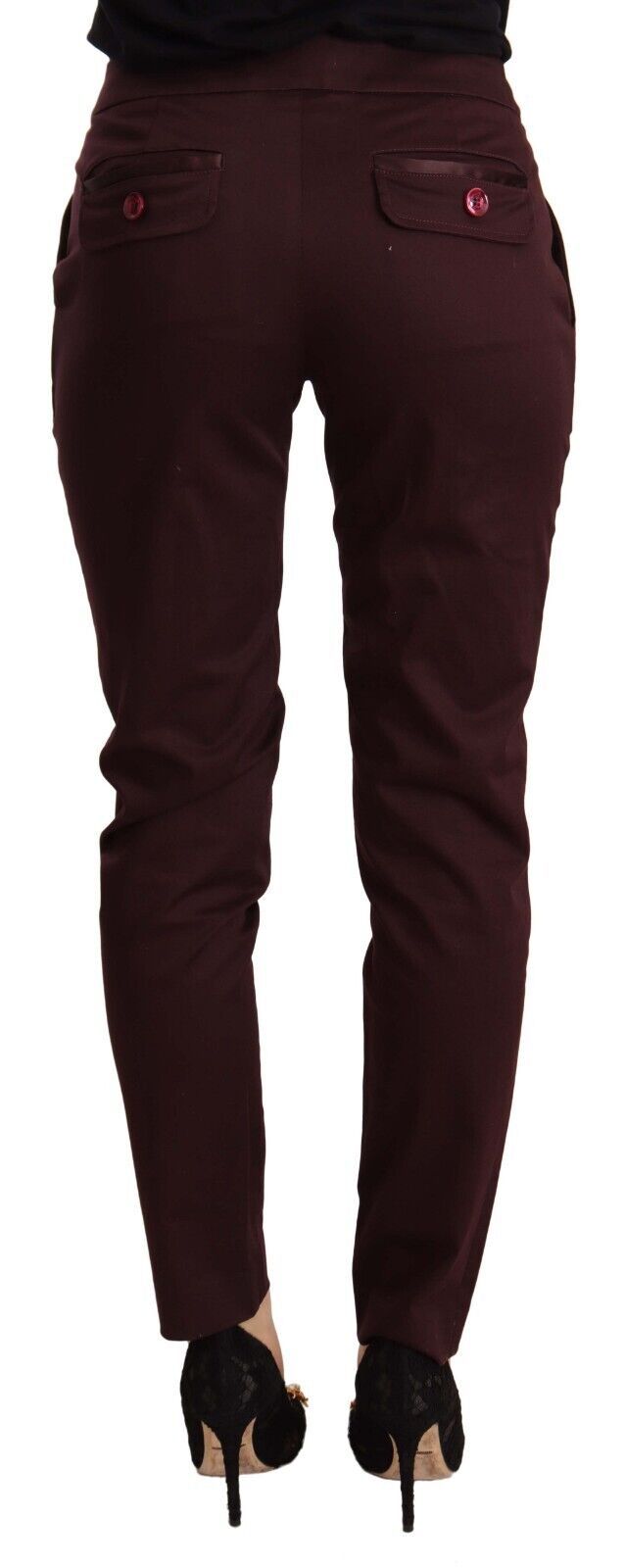 Just Cavalli Maroon Mid Waist Skinny Damen Hose