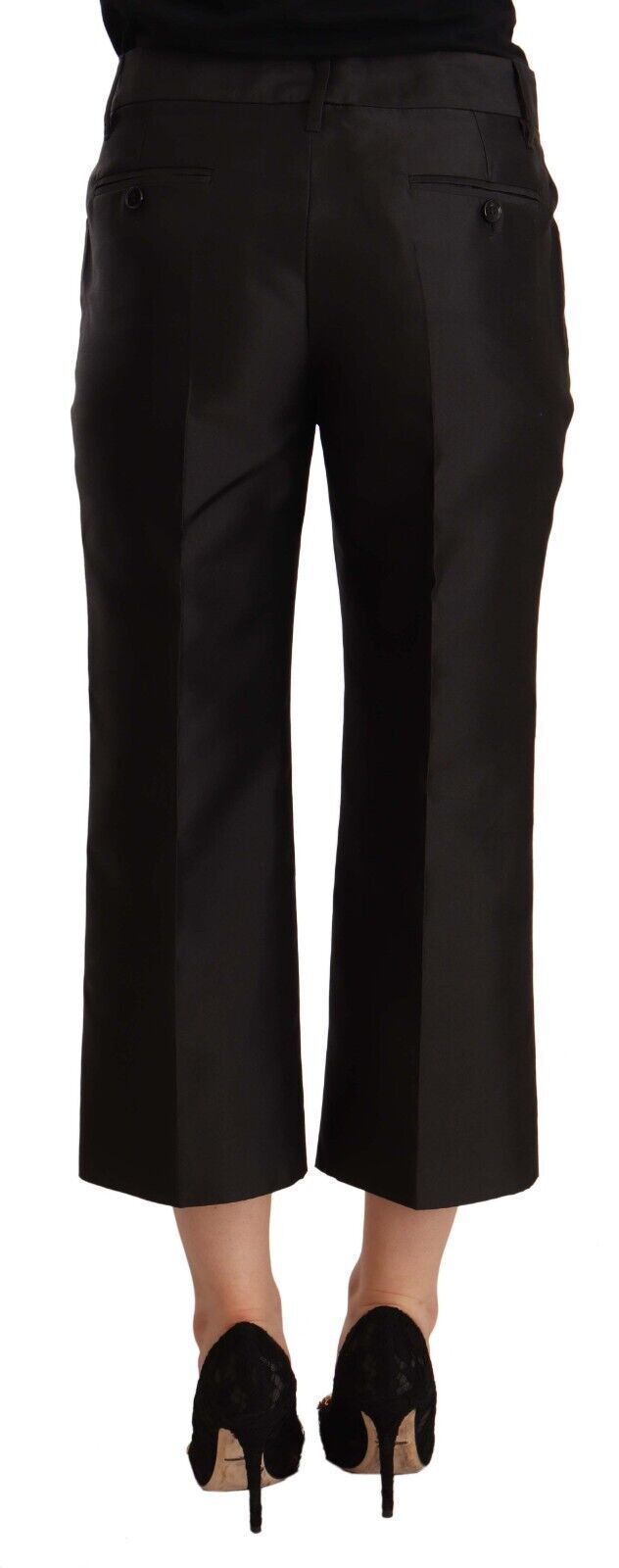 Dolce &amp; Gabbana Pantalon court évasé noir 100 % soie