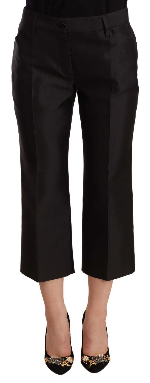 Dolce &amp; Gabbana Pantalon court évasé noir 100 % soie