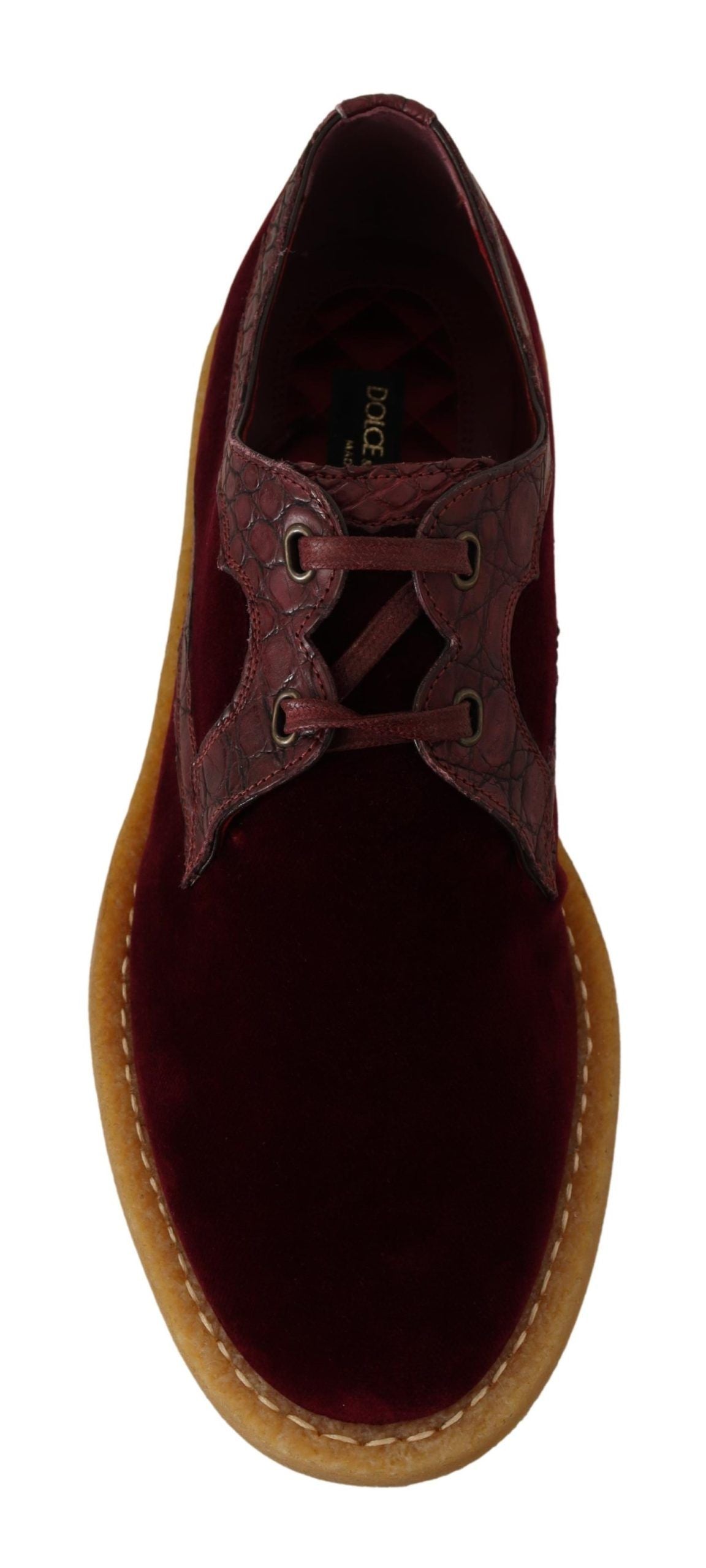 Dolce &amp; Gabbana Chaussures en cuir exotique en velours bordeaux