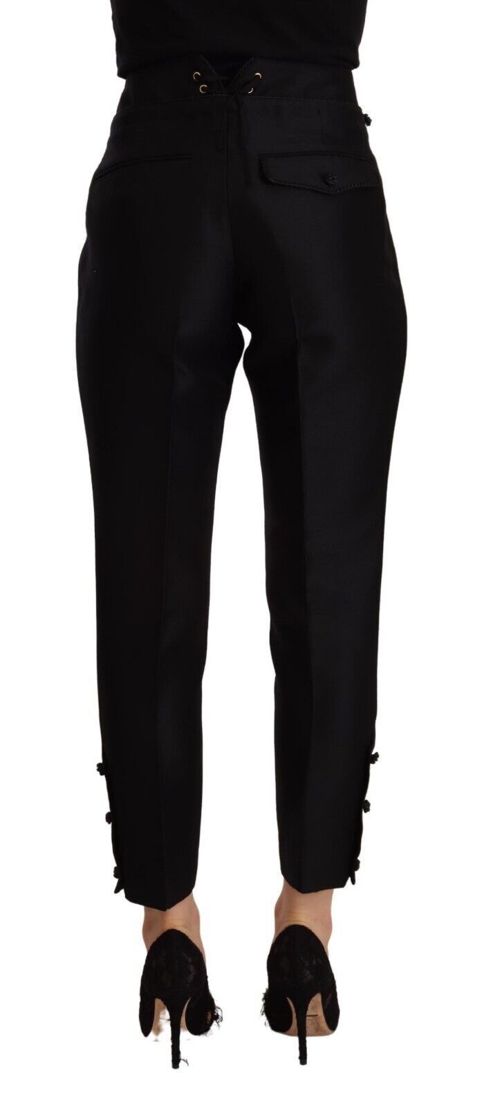 Dsquared² Schwarze Skinny-Damenhose aus Wolle mit hoher Taille