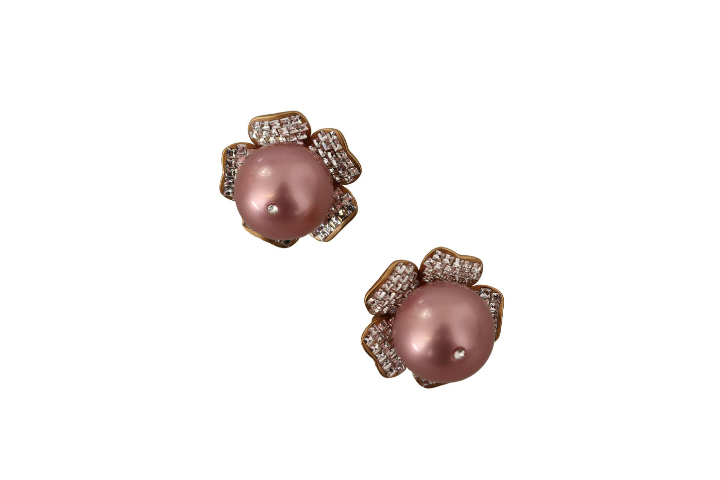 Dolce &amp; Gabbana Boucles d'oreilles à clip florales en fausses perles dorées Maxi