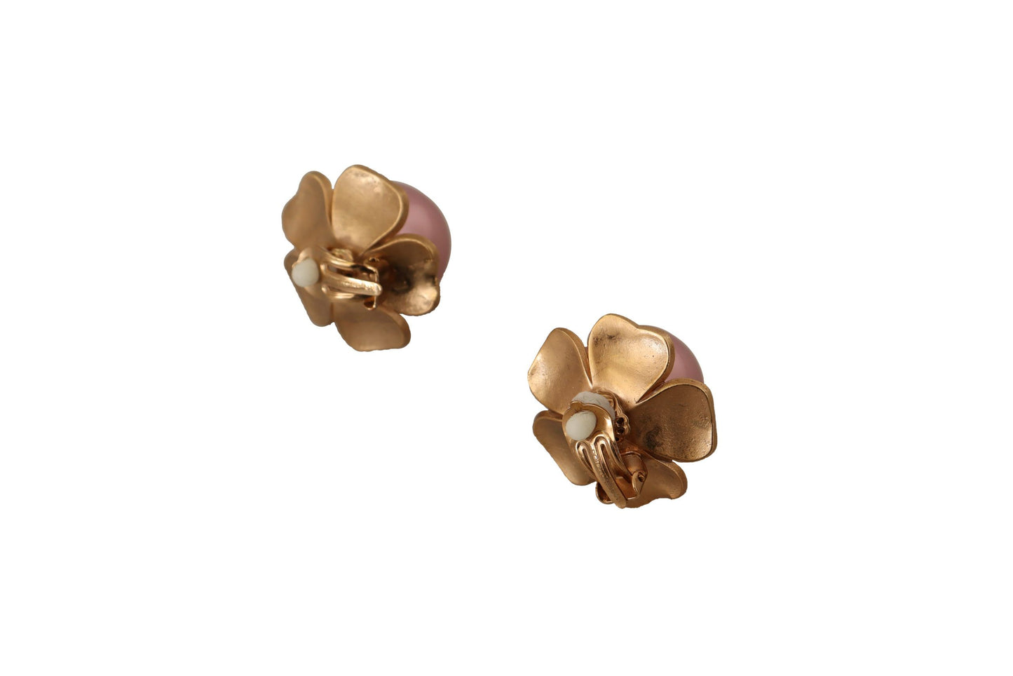 Dolce &amp; Gabbana Boucles d'oreilles à clip florales en fausses perles dorées Maxi